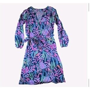 Lilly Pulitzer Kierna Dress "Oyster Bay Navy You've Been Spotted" Print Size S